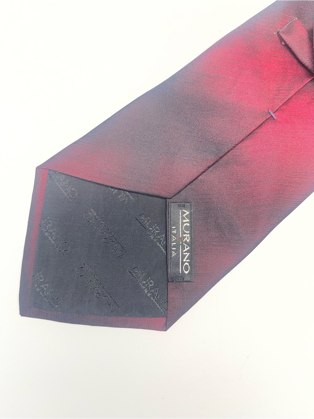 Murano Italia 100% Silk Necktie Red Black Abstract Ombre Watercolor Wide Tie 4" - Picture 7 of 9